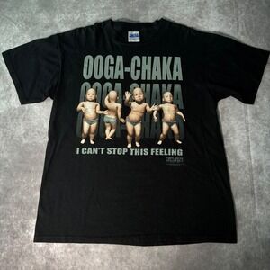 Vintage 1998 Kinetix Dancing Baby Ooga-Chaka Meme T-Shirt Tultex Black Large